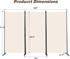 Room Divider, 3 Panel Folding Privacy Screens with Wider Support Feet, 6 Ft Portable Room Partition for Room Separator, 102" W X 71" H, Beige