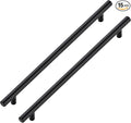 JOY DECOR 15 Pack Cabinet Handles, Black Cabinet Pulls, 10 in Hole Center Kitchen Hardware, Stainless Steel T Bar Handles for Dresser Drawers