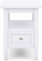 SIMPLIHOME Warm Shaker SOLID WOOD 14 inch Wide Rectangle Transitional Narrow Side Table in White for the Living Room and Bedroom