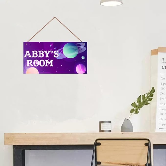 Personalized Signs Stars Sign Wall Art Decoration Exquisite Decorative Signs Custom Name for Kids Room Door Wall Decor Outer Space Themed Nursery Decor For Boys Room