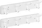 2 Pack Coat Rack Wall Mount - White Coat Hooks Wall Mounted for Sunglasses Jackets Hats Purse Dog Leashes Towels - Coat Hanger for Entryway Closet Mudroom Laundry Room Bathroom