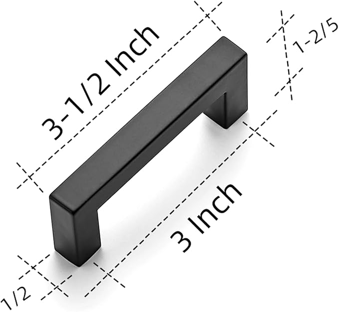 Ravinte 3 Pack 3 Inch Square Cabinet Handles - Matte Black Drawer Pulls - Kitchen Hardware Handles