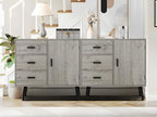 Iwell Storage Cabinet with 3 Drawers & Adjustable Shelf, Sideboard Buffet Cabinet, Small Freestanding Floor Storage Unit, for Living Room, Home Office, Rustic Grey