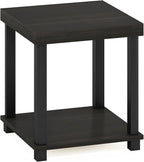 Furinno Turn-N-Tube Side Table, 2-Tier Thick Tabletop End Table with Open Shelf, Toolless Assembly Night Stand, Bedside Table, for Living Room, Bedroom, Espresso
