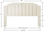 24KF Cream Teddy Fabric Tufted King Upholstered Headboard, Modern Vertical Channel Design California King Headboard with Stepped Silhouette Top Edge,6026-K-Teddy Cream