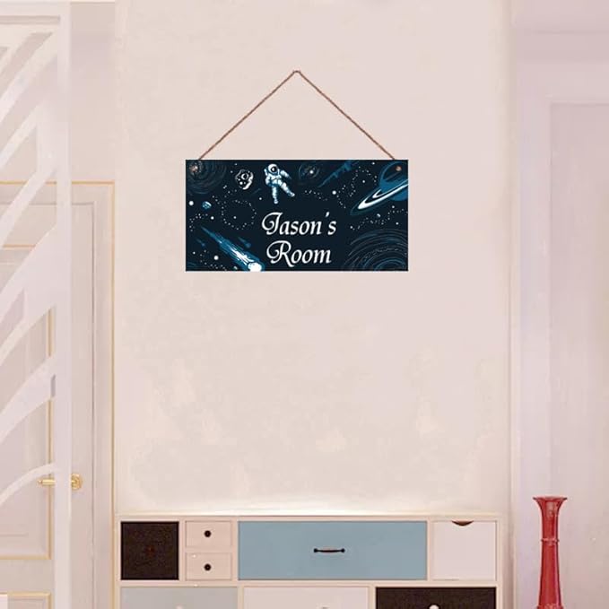Personalized Space Decor for Boys Room Outer Space Theme Room Decor for Boys,Astronaut Wall Art Decor for Kids Room Boys Bedroom Comet Nursery Playroom