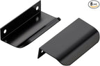 Ravinte Hardware 8 Pack Black Cabinet Handles, 3.15 Inch (80mm) Finger Edge Pulls, 2-1/2 Inch Hole Center, Finger Pulls for Cabinets