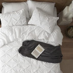 Bedsure King Size Comforter Set White - Bed in a Bag Bedding Set 7 Pieces, GentleSoft™ Pintuck Bed Set Gift for Family, Pinch Pleat White Comforter with Sheets, Pillowcases & Shams