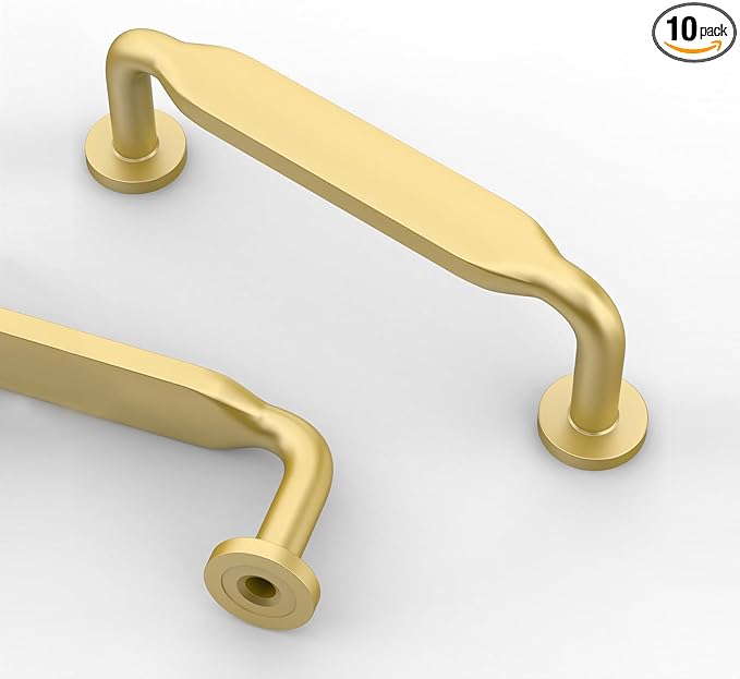 Asidrama 10 Pack 3 Inch(76mm) Brushed Gold Kitchen Cabinet Handles, Cabinet Pulls Kitchen Cabinet Hardware for Cupboard Drawer Pulls