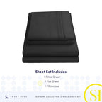 Twin XL Sheets - Breathable Luxury Sheets with Full Elastic & Secure Corner Straps Built In - 1800 Supreme Collection Extra Soft Deep Pocket Bedding Set, Sheet Set, Twin XL, Black