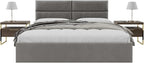 Vänt Upholstered Wall Panels - King/Cal King Size Wall Mounted Velvet Headboards - Velvet Gothic Grey - Twin/King - Set of 4 Panels (Each Individual Panel 39"x11.5")
