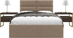 Vänt Upholstered Wall Panels - Queen/Full Size Wall Mounted Headboards - Ribbed Taupe - Set of 4 Panels (Each Individual Panel 30"x11.5")