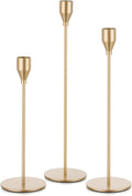 Gold Taper Candle Holders: Tall Candlestick Holder for Table Centerpiece Set of 3 Metal Candles Stick Holders Stand Wedding Decor