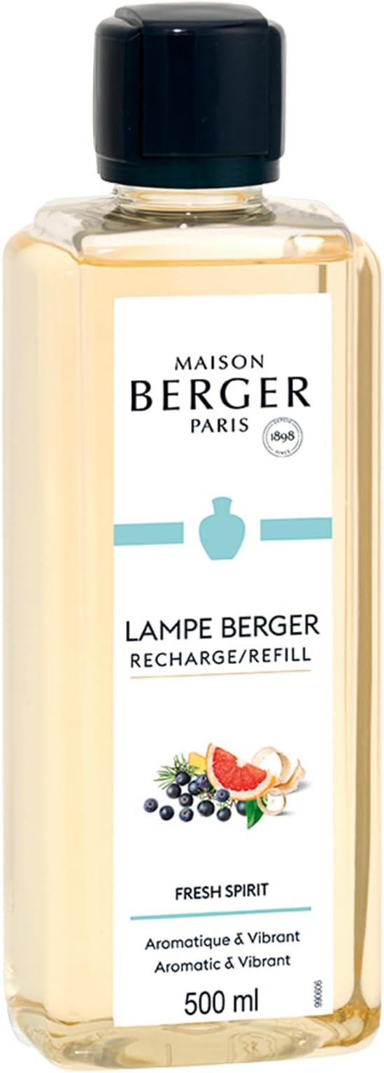 Maison Berger - Fresh Spirit - Lampe Berger Fragrance Refill Oil for Home Diffusers - Luxury Air Freshener with Grapefruit, Juniper & Leather Notes - 16.9 Fl Oz (500ml)