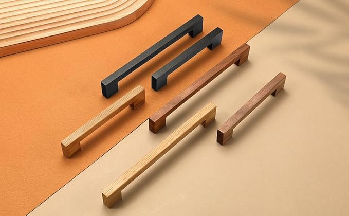 Walnut Square 7-1/2 in 6 pcs Wooden Drawer Pulls Handle pulls for cabinets Kitchen Cabinet Drawer pulls Cabinet Door Pull