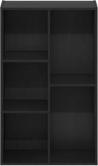 Furinno LUDER Book Shelf, 5-Cube Bookshelf, Reversible Bookcase, 9.4" x 19.5" x 31.5", for Living Room, Bedroom, Home Office, Blackwood