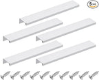 uxcell Cabinet Finger Edge Pull, 5pcs 200mm / 7.87" Aluminum Alloy Back Mount Hidden Cabinet Pulls Concealed Handle for Home Kitchen Drawer Cabinet, Silver