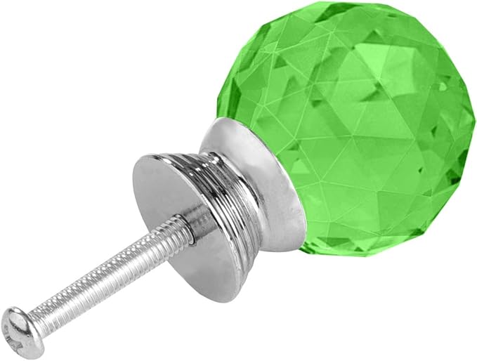 12 Pcs 30mm Round Shape Crystal Glass Cabinet Knobs with Screws Drawer Knob Pull Handle Used for Kitchen, Dresser, Door, Cupboard(Green