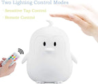 Animal-shaped Big Night Light for Children/Adult, Rechargeable LED Soft Silicone (BPA Free) Bedside Lamp, Adjustable Brightness and 9 Colors by Touch Control & Remote Control (Big Penguin)