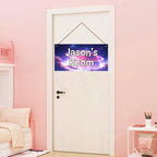 Personalized Sign Fantasy Aerospace Themed For Kids Room Nursery Door Decor,Custom Name Purple Star Wall Art Decor For Little Man Cave Decorative Plate for Boys Bedroom Girls Room