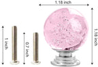 12 Pcs 30mm Round Shape Bubble Crystal Glass Cabinet Knobs with Screws Drawer Knob Pull Handle Used for Kitchen, Dresser, Door, Cupboard (Pink)