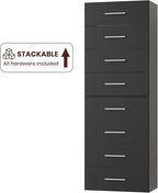 ROOMTEC 25.5" 4 Drawer Short Tower Closet Unit, Modular Closet System with Drawers and Shelf, Wardrobe Organizer for Bedroom or Walk-in Closet, Wall Mounted, Customizable Clothes Storage Unit, Black
