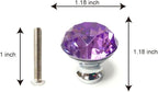 10 Pcs 30mm Silver Plated Base Diamond Shape Crystal Glass Cabinet Knob Drawer Knob Pull Handle Used for Kitchen, Dresser, Door, Cupboard (Purple)