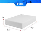 FDW 14 inch Gel Memory Foam Mattress Medium Firm Mattresses for Cool Sleep Relieving No Fiberglass CertiPUR-US Certified Mattress in a Box,Full