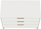 Manhattan Comfort Rockefeller 3 Drawer Dresser for Bedroom Storage, Nursery, Closet, Living Room, Entryway, TV Stand for Screens up to 32 Inches, Anti-Tip Kit Included, Set of 2, White