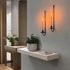 Wall Candle Holder Set of 2, Modern Candle Sconces Wall Mount Metal Holders Hanging Candle Pillar Holder for Living Room, Wedding, Farmhouse, Fireplace, Matte Black