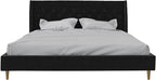 Novogratz The Her Majesty Upholstered Bed, King, Black Velvet