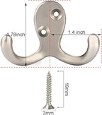 IBosins 28 Pack Heavy Duty Double Prong Coat Hooks Wall Mounted with 56 Screws Retro Double Hooks Utility Hooks for Coat, Scarf, Bag, Towel, Key, Cap, Cup, Hat