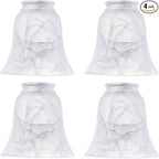 Ceiling Fan Light Covers, Transitional Style Bell Frosted Shade, Milky Scavo Glass Alabaster Shade, Perfect Ceiling Fan Globes Replacement Glass Accessories, Standard 2-1/8" Fitter Size, Pack of 4