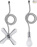 Ceiling Fan Pull Chain, 2pcs 3mm Diameter Beaded Ball Fan Pull Chain , 13.6 Inches Fan Pulls Set with Connector（Nickel ）