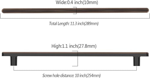 10 Pack 10 Inch(254mm) Kitchen Cabinet Handles Oil Rubbed Bronze Cabinet Pulls Kitchen Cabinet Hardware Drawer Pulls for Cupboard Wardrobe
