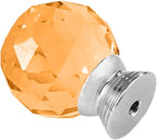 12 Pcs 30mm Round Shape Crystal Glass Cabinet Knobs with Screws Drawer Knob Pull Handle Used for Kitchen, Dresser, Door, Cupboard(Amber)