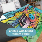 Dawhud Direct Colorful German Shepherd Fleece Blanket for Bed, 50 x 60 Dean Russo German Shepherd Fleece Throw Blanket for Women, Men and Kids - Super Soft Plush Dog Blanket Throw Plush