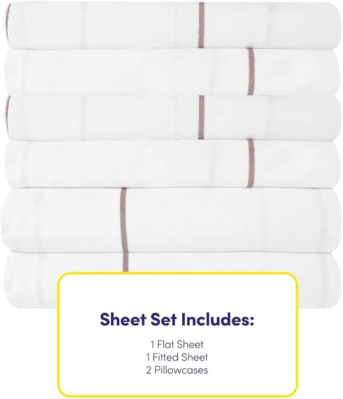 Twin Size Bed Sheets - 4 Piece 1500 Supreme Collection Fine Brushed Microfiber Deep Pocket Twin Sheet Set Bedding - 1 EXTRA PILLOW CASES, GREAT VALUE, Twin, Window Pane White