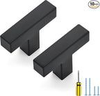 Ravinte 10 Pack Black Cabinet Pulls Single Hole Square Kitchen Cabinet Handles Matte Black Kitchen Hardware for Drawer Pulls Drawer Handles Come with Screwdriver