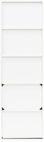 Furinno LUDER Book Shelf, 5-Tier Bookshelf, Bookcase, 9.4" x 15.8" x 52", for Living Room, Bedroom, Home Office, White/Pink