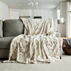 GRACED SOFT LUXURIES Softest Throw Blanket Warm Elegant Cozy Fluffy Thick Comfy Soft Faux Fur for Home, Couch, Sofa, Bed (Marbled Ivory, Large 50" x 60")