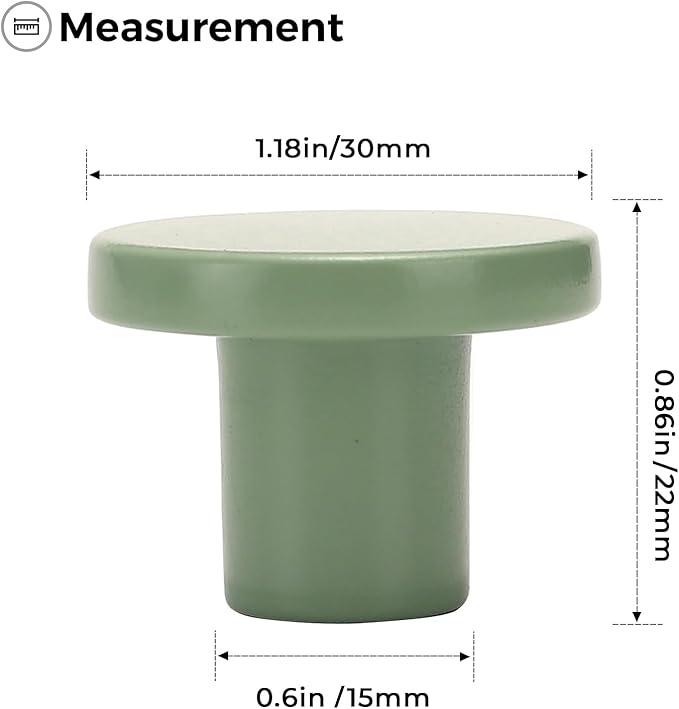 Ravinte 15 Pack Cabinet Knobs Light Green Kitchen Cabinet Knobs Round Dresser Drawer Pulls Closet Door Pulls 1-1/5 Inch
