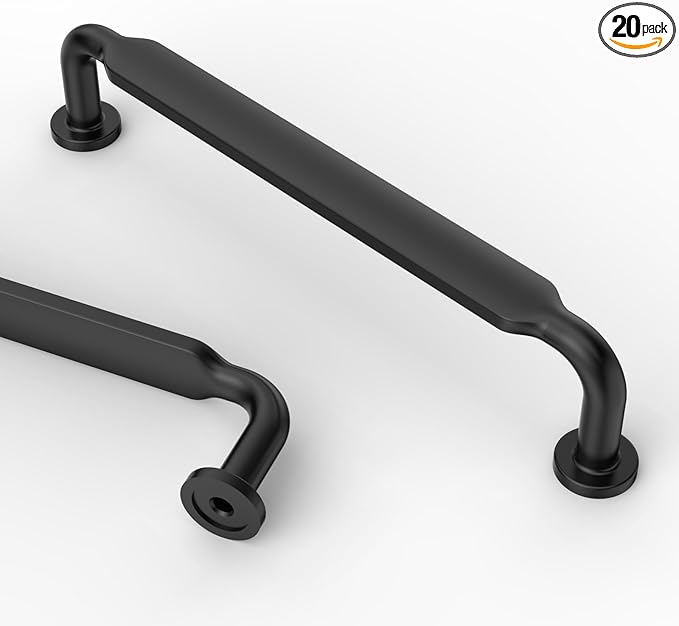 Asidrama 20 Pack 5 Inch(128mm) Matte Black Kitchen Cabinet Handles, Cabinet Pulls Kitchen Cabinet Hardware for Cupboard Drawer Pulls