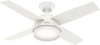 Hunter 44 inch Indoor Ceiling Fan with LED Light and Remote Control - White Modern Ceiling Fan, Standard Mount, 4 Blades, For Bedroom, Living Room, or Kitchen - Dempsey 59246, Fresh White