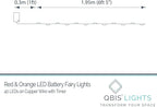 QBIS Battery Powered Fairy Lights for Bedroom, 40 LED Lights, Battery Operated String Lights for Christmas, Halloween Decorations, 6hr Timer Mode, Red, Orange, Yellow Fairy Lights