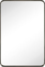 TEHOME 24x36 inch Oil Rubbed Bronze Metal Framed Bathroom Mirror for Wall in Stainless Steel Black Rounded Rectangular Bathroom Vanity Mirrors Wall Mounted
