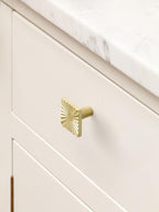 2 Pack Gold Cabinet Knobs Square Brushed Brass Drawer Pulls Bathroom Dresser Handles Hardware Zinc Alloy