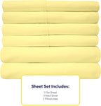 Twin XL Size Bed Sheets - 4 Piece 1500 Supreme Collection Fine Brushed Microfiber Deep Pocket Twin X-Large Sheet Set Bedding - 1 EXTRA PILLOW CASES, GREAT VALUE, Twin XL, Pale Yellow