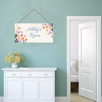 Personalized Sign For Kids Room Door Sign, Romantic Butterfly Flowers Wall Art Sign for Little Man Cave, Custom Name Wooden Signs for Girls Bedroom Nursery Name Hanging Décor