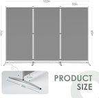 RANTILA 3 Panel Room Divider, 6 Ft Tall Folding Privacy Screen Freestanding Room Partition Wall Dividers, 102''W x 20''D x 71''H, Grey